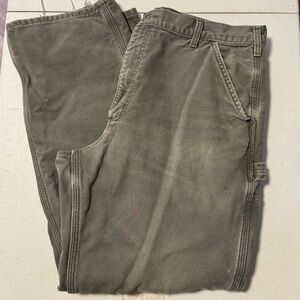 Carhartt Men's Faded Worn Olive Plaid Lined Pants 36X30